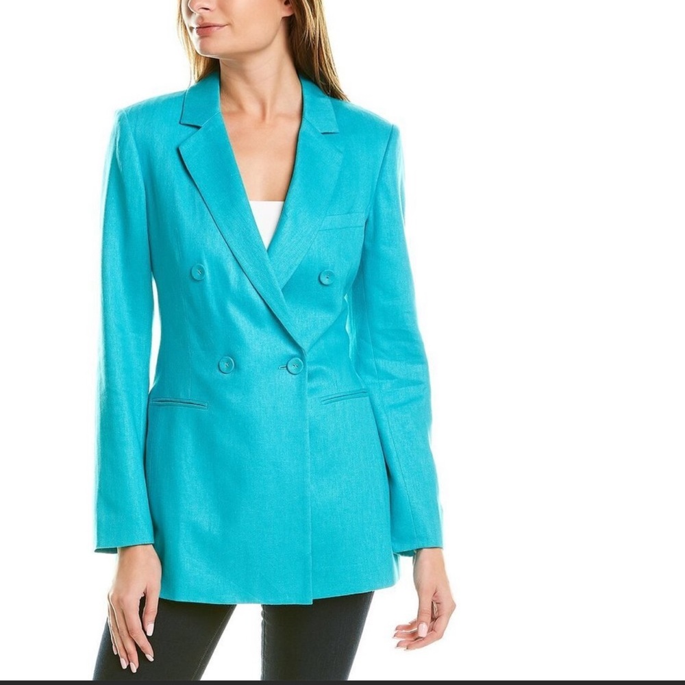 BCBGMAXAZRIA Double-Breasted Linen-Blend Blazer
